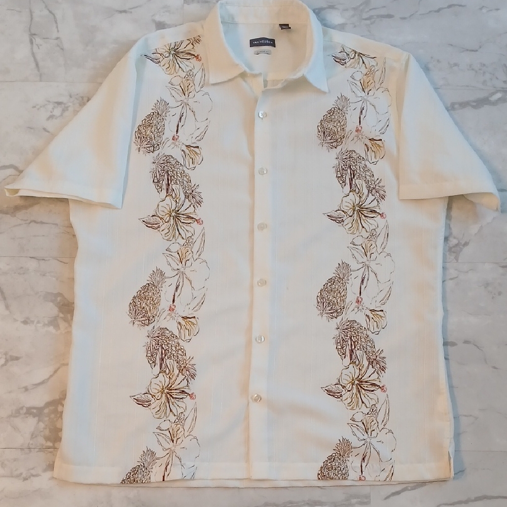 Van Heusen Cream and Brown Floral Shirt